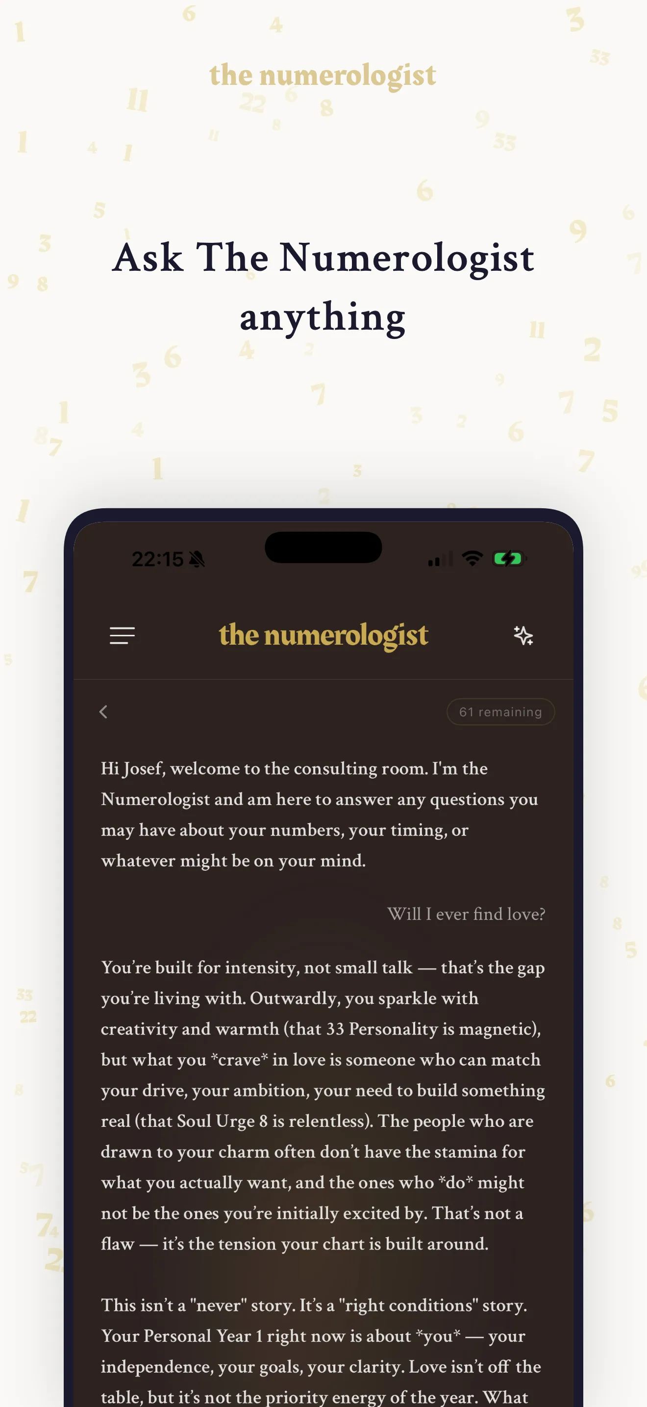 The consultation room where you can ask The Numerologist anything