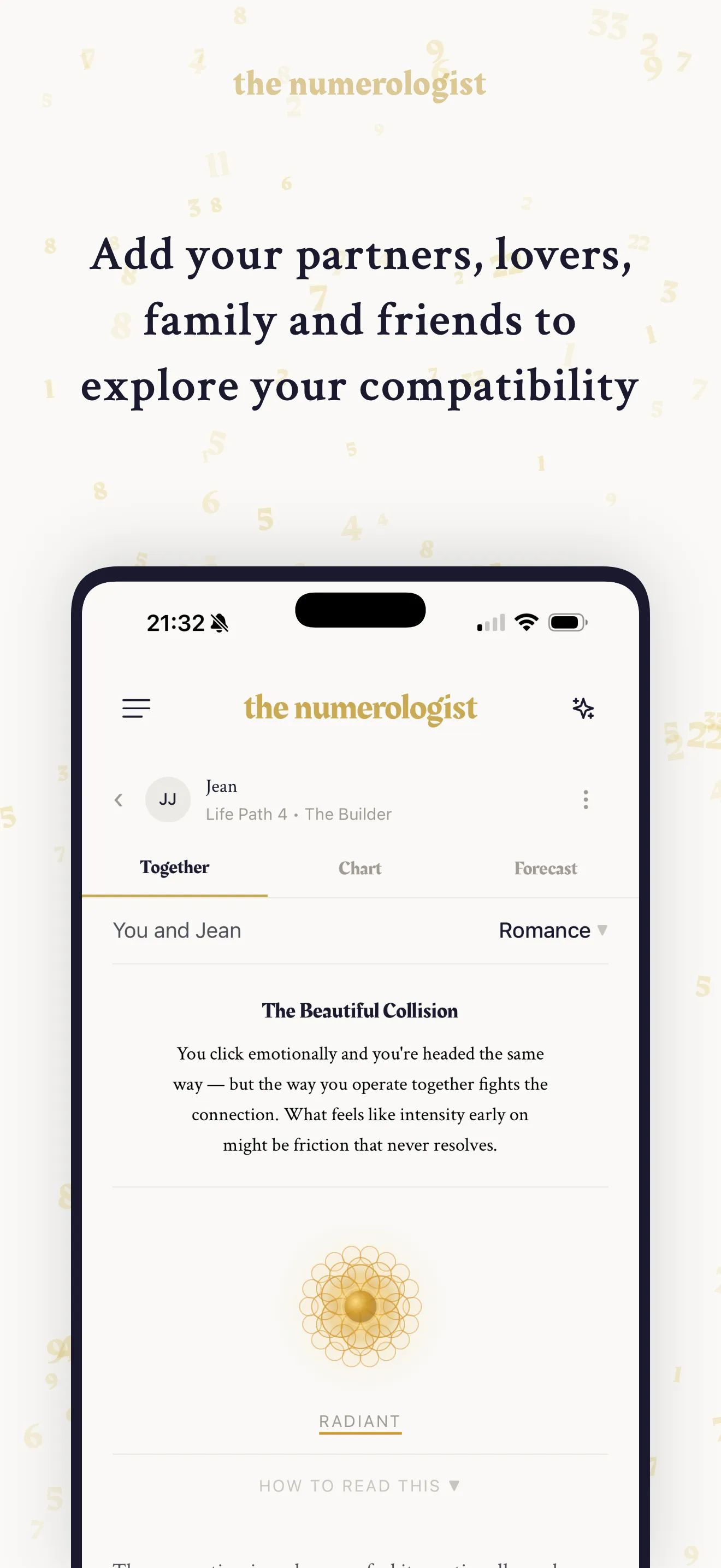Compatibility view showing how your numbers interact with another person
